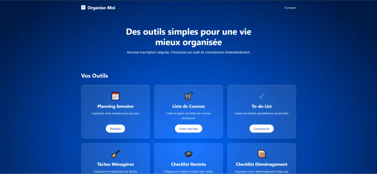 Organise-Moi - Interface principale
