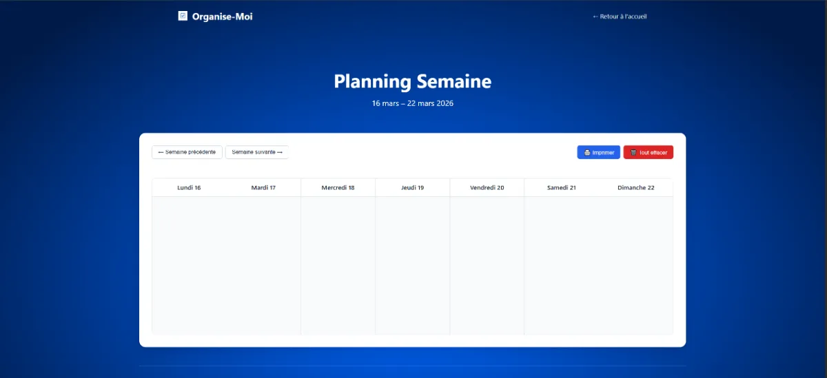 Planning semaine - Organise-Moi